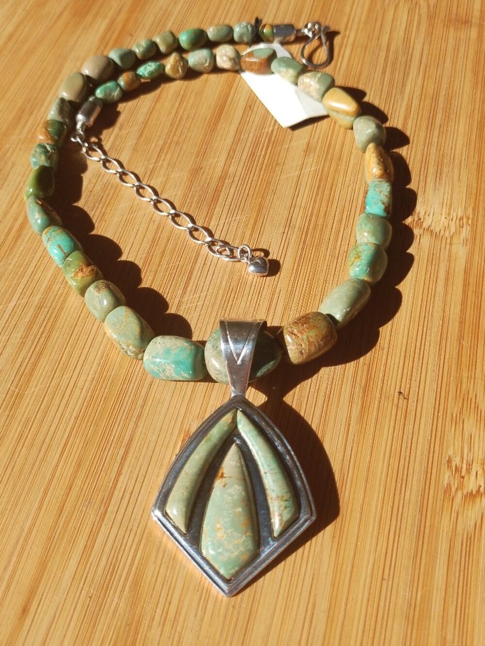 Jay King DTR Turquoise 925 Sterling Silver Pendant Beaded Chunky Necklace - Picture 3 of 10